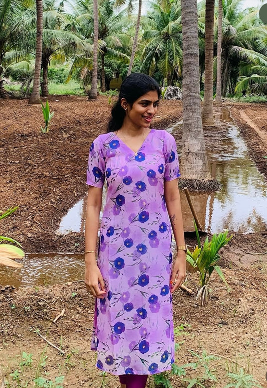 K13 Purple flower kurti