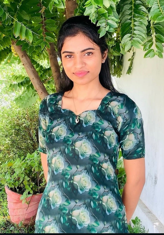 K09 Green organza kurti